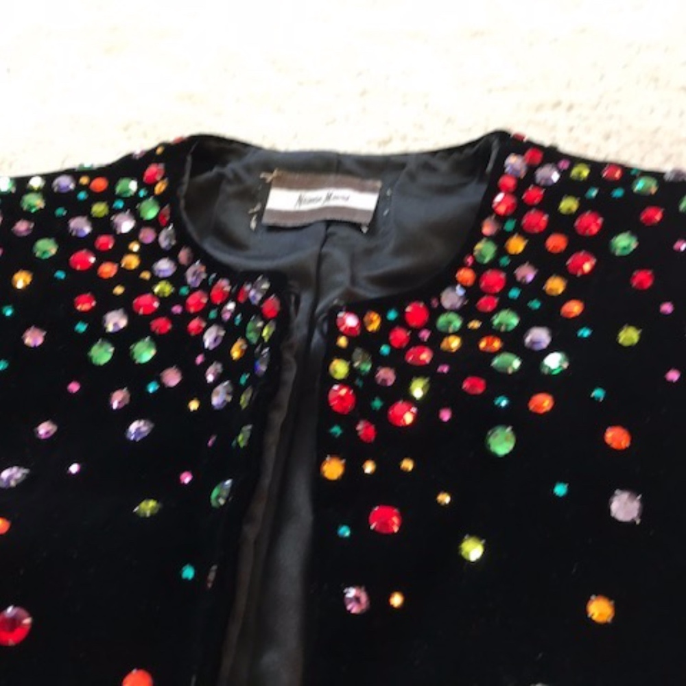 Black Velvet Rhinestone Studded Jacket
